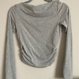 Grey boatneck long sleeve tee